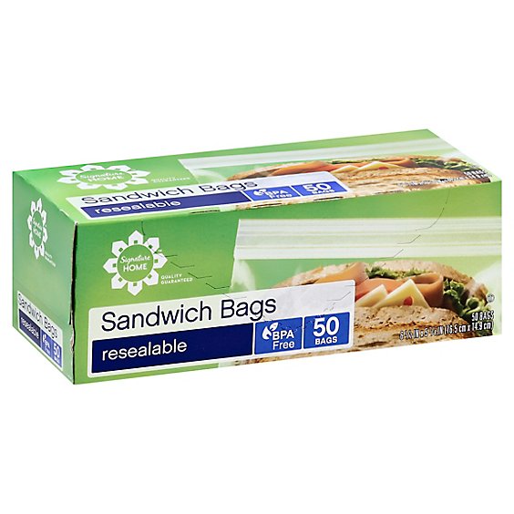 Signature SELECT/Home Bags Sandwich Resealable BPA Free - 50 Count