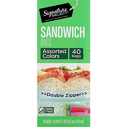 Signature SELECT Sandwich Bags Resealable Assorted Color - 40 Count - Image 2