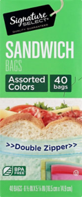 Signature SELECT Sandwich Bags Resealable Assorted Color - 40 Count - Image 2