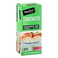 Signature SELECT Sandwich Bags Resealable Assorted Color - 40 Count - Image 1