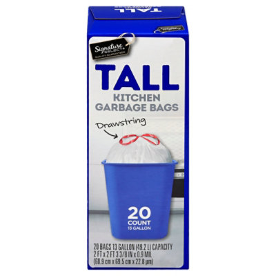 Signature SELECT Tall Kitchen Bags With Drawstring 13 Gallon - 20 Count - Image 4