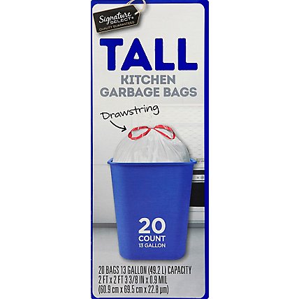 Signature SELECT Tall Kitchen Bags With Drawstring 13 Gallon - 20 Count - Image 2