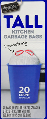 Signature SELECT Tall Kitchen Bags With Drawstring 13 Gallon - 20 Count - Image 2