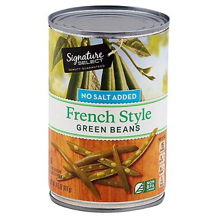 Signature SELECT Beans Green French Style No Salt Added Can - 14.5 Oz - Image 1