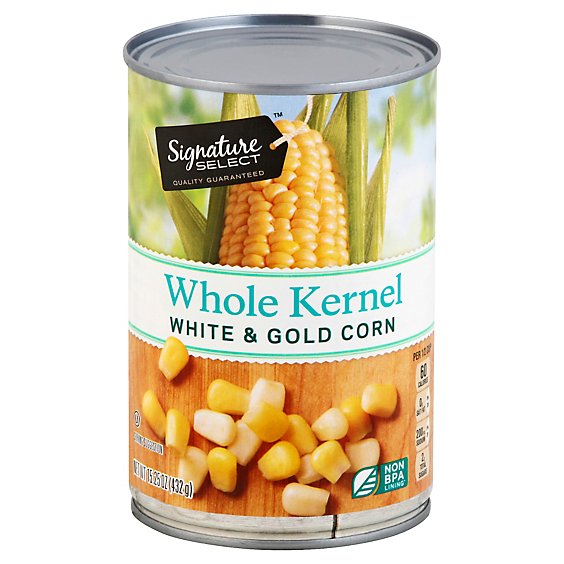 Signature SELECT Corn Whole Kernel Super Sweet White & Gold Can - 15.25 Oz