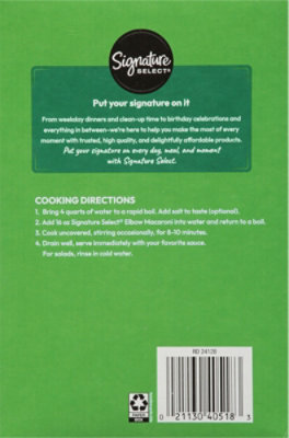 Signature SELECT Pasta Elbow Macaroni Large Box - 16 Oz - Image 5