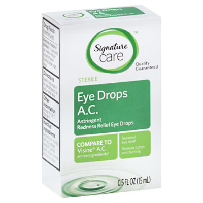 Signature Care Eye Drops Redness Relief AC Sterile Astringent - 0.5 Fl. Oz.