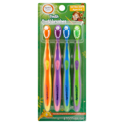 Signature Select/Care Toothbrush For Kids Chunky Grip Child Soft Value Pack - 4 Count - Image 1