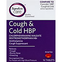 Signature Care Cough & Cold HBP Cough Suppressant Antihistamine Tablet - 16 Count - Image 2