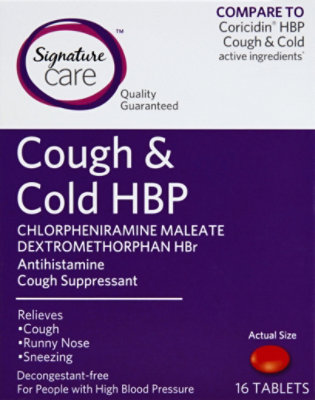 Signature Select/Care Cough & Cold HBP Cough Suppressant Antihistamine Tablet - 16 Count - Image 2