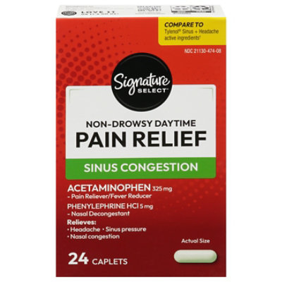 Signature Select/Care Pain Relief Sinus Congestion Acetaminophen 325mg Non Drowsy Caplet - 24 Count - Image 2