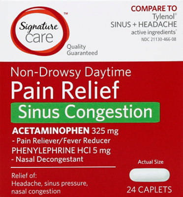 Signature Select/Care Pain Relief Sinus Congestion Acetaminophen 325mg Non Drowsy Caplet - 24 Count - Image 2