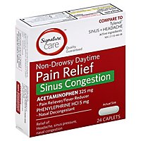 Signature Care Pain Relief Sinus Congestion Acetaminophen 325mg Non Drowsy Caplet - 24 Count - Image 1