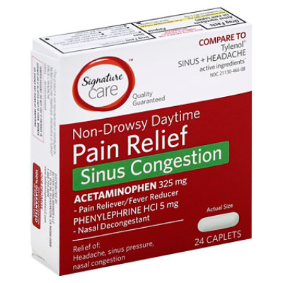 Signature Select/Care Pain Relief Sinus Congestion Acetaminophen 325mg Non Drowsy Caplet - 24 Count - Image 1