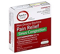 Signature Care Pain Relief Sinus Congestion Acetaminophen 325mg Non Drowsy Caplet - 24 Count