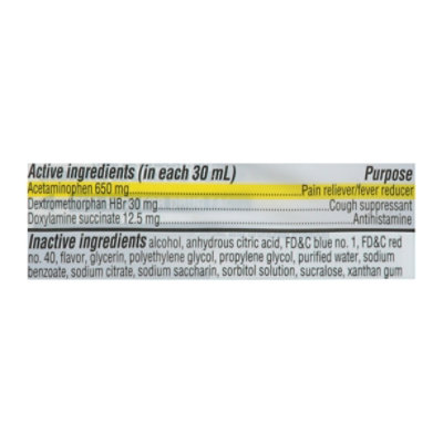 Signature Care Cold & Flu Relief Nighttime Acetaminophen 650mg Cherry Flavor - 2-12 Fl. Oz. - Image 3