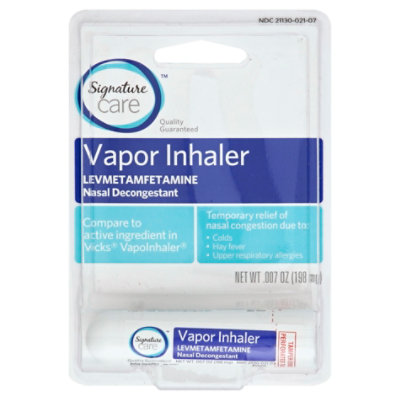 Signature Care Vapor Inhaler Nasal Decongestant Levmetamfetamine - 0.007 Oz