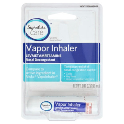 Signature Select/Care Vapor Inhaler Nasal Decongestant Levmetamfetamine - 0.007 Oz - Image 1