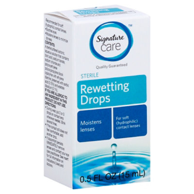 Signature Care Rewetting Drops Sterile Moisturizes & Refreshes Lenses - 0.5 Fl. Oz.