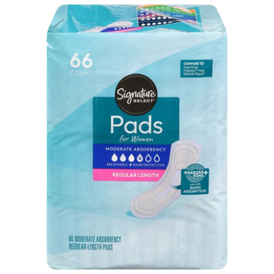 Signature Select/Care Extra Absorbency Regular Length Bladder Control Pads For Women - 66 Count - Image 1