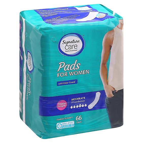 Signature Care Extra Absorbency Regular Length Bladder Control Pads For Women - 66 Count
