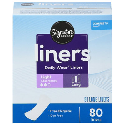 Signature Select/Care Daily Wear Long Pantiliners - 80 Count