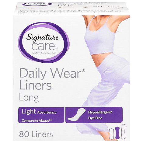 Signature Care Daily Wear Long Pantiliners - 80 Count