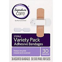 Signature Care Adhesive Bandages Variety Pack Sterile Assorted - 30 Count - Image 2