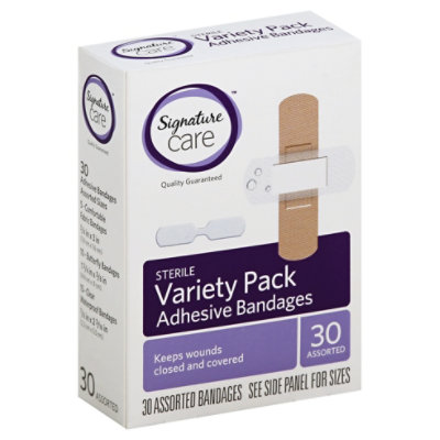 Signature Select/Care Adhesive Bandages Variety Pack Sterile Assorted - 30 Count - Image 1