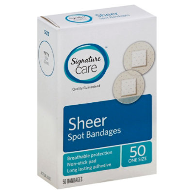 Signature Care Spot Bandages Sheer One Size - 50 Count
