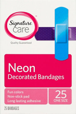 Signature Select/Care Decorated Bandages Neon One Size - 25 Count - Image 2