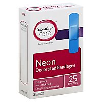 Signature Care Decorated Bandages Neon One Size - 25 Count - Image 1