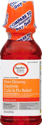 Signature Select/Care Cold & Flu Relief Daytime Non Drowsy Acetaminophen 325mg Original - 8 Fl. Oz. - Image 2