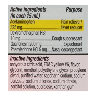Signature Care Cold & Flu Relief Daytime Non Drowsy Acetaminophen 325mg Original - 12 Fl. Oz. - Image 3