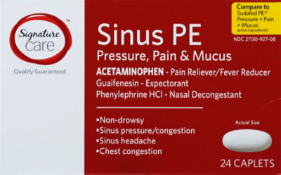 Signature Select/Care Sinus PE Caplet Pressure Pain & Mucus Nasal Decongestant - 24 Count - Image 2