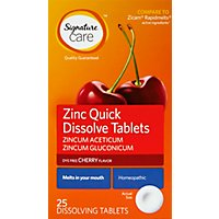 Signature Care Zinc Quick Dissolve Aceticum & Gluconicum Dye Free Cherry Tablet - 25 Count - Image 2
