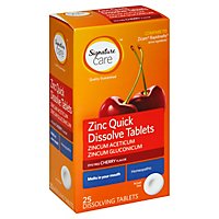 Signature Care Zinc Quick Dissolve Aceticum & Gluconicum Dye Free Cherry Tablet - 25 Count - Image 1