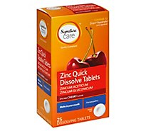 Signature Care Zinc Quick Dissolve Aceticum & Gluconicum Dye Free Cherry Tablet - 25 Count