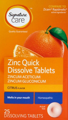 Signature Select/Care Zinc Quick Dissolve Aceticum & Gluconicum Citrus Tablet - 25 Count - Image 2