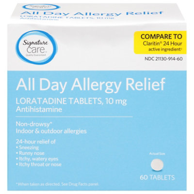 Signature Select/Care Allergy Relief 10mg Antihistamine Original Strength Loratadine Tablet - 60 Count - Image 3