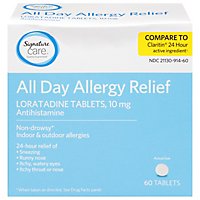 Signature Care Allergy Relief 10mg Antihistamine Original Strength Loratadine Tablet - 60 Count - Image 2