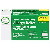 Signature Care Allergy Relief Cetirizine Hydrochloride 10mg Antihistamine Tablet - 45 Count - Image 3