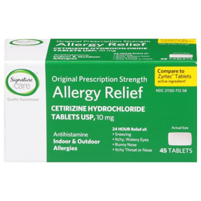 Signature Select/Care Allergy Relief Cetirizine Hydrochloride 10mg Antihistamine Tablet - 45 Count - Image 3