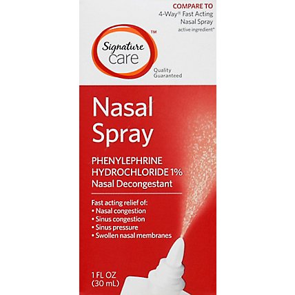 Signature Care Nasal Spray Phenylephrine Hydrochloride 1% Nasal Decongestant - 1 Fl. Oz. - Image 2
