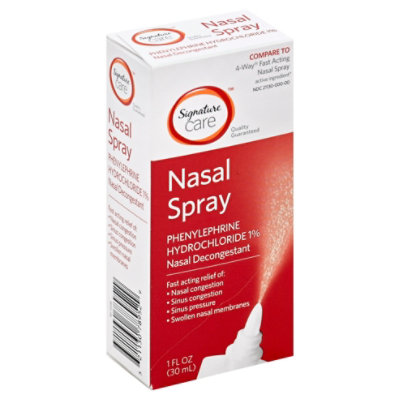Signature Care Nasal Spray Phenylephrine Hydrochloride 1% Nasal Decongestant - 1 Fl. Oz.