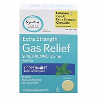 Signature Care Gas Relief Simethicone 125mg Extra Strength Peppermint Tablet - 18 Count