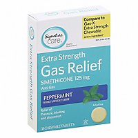 Signature Care Gas Relief Simethicone 125mg Extra Strength Peppermint Tablet - 18 Count - Image 1