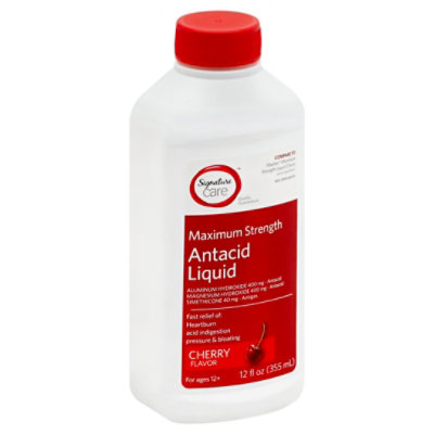 Signature Care Antacid Liquid Maximum Strength Cherry - 12 Oz