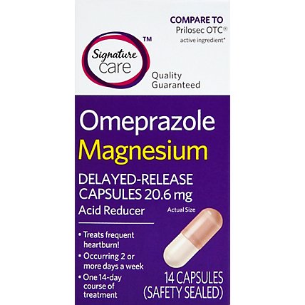Signature Care Omeprazole Acid Reducer Delayed Release 20.6mg Magnesium Capsule - 14 Count - Image 2