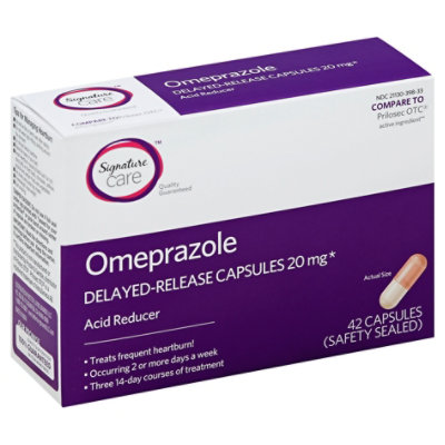 Signature Care Omeprazole Acid Reducer Delayed Release 20mg Capsule - 42 Count